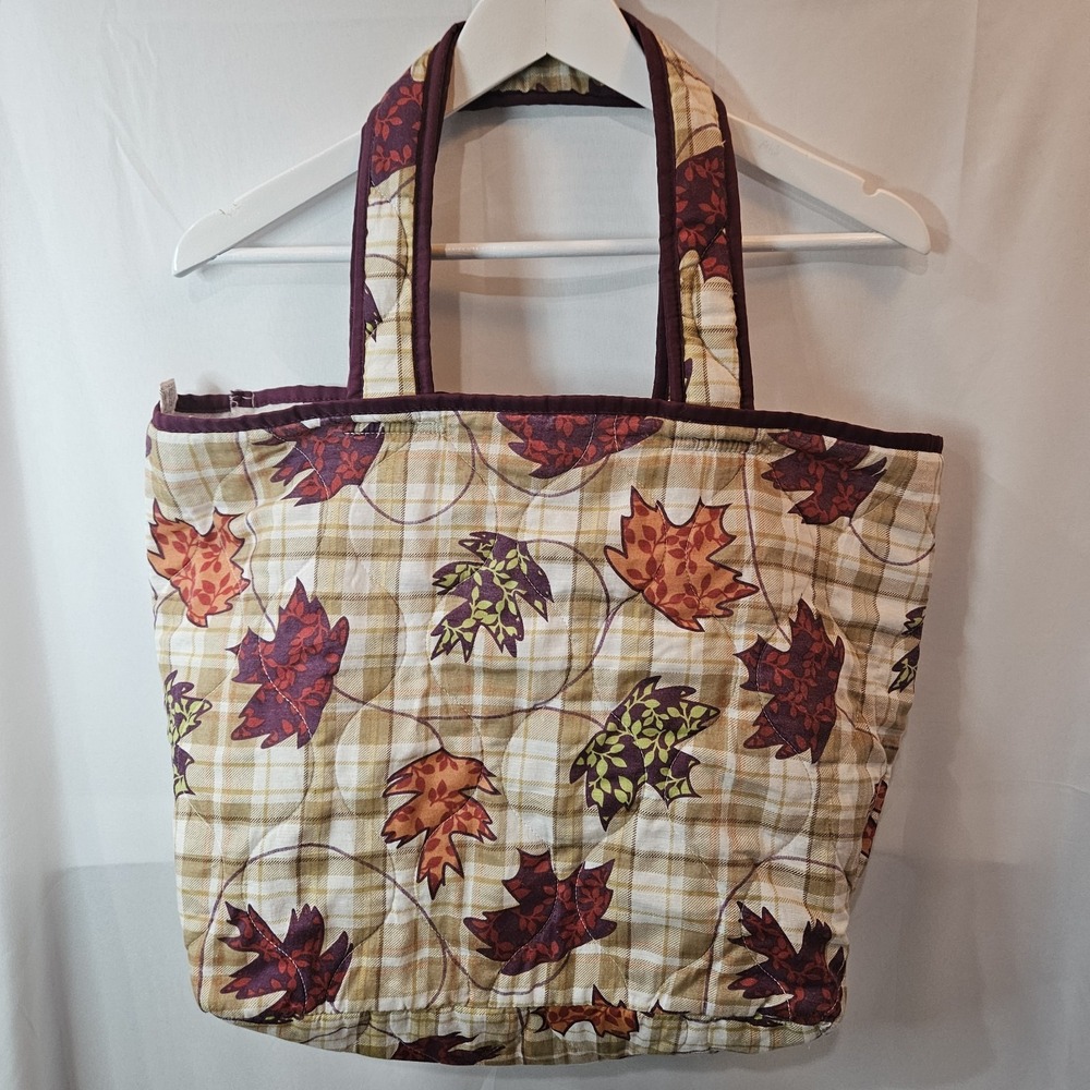 Better Homes And Garden Tote Maple Leaf Fall Quilted Exterior Shoulder Straps